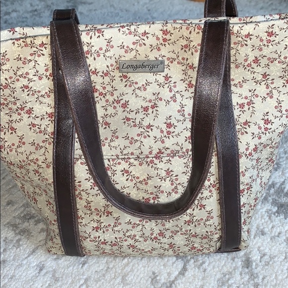 Longaberger Handbags - Longaberger bag purse tan with pink flowers